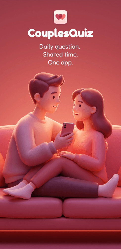 CouplesQuiz — a couple looking at the app together